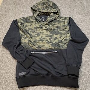 Saga‎ Outerwear Co. Hoodie Mens Sz Medium Camo Pullover Sweatshirt Black Thumb